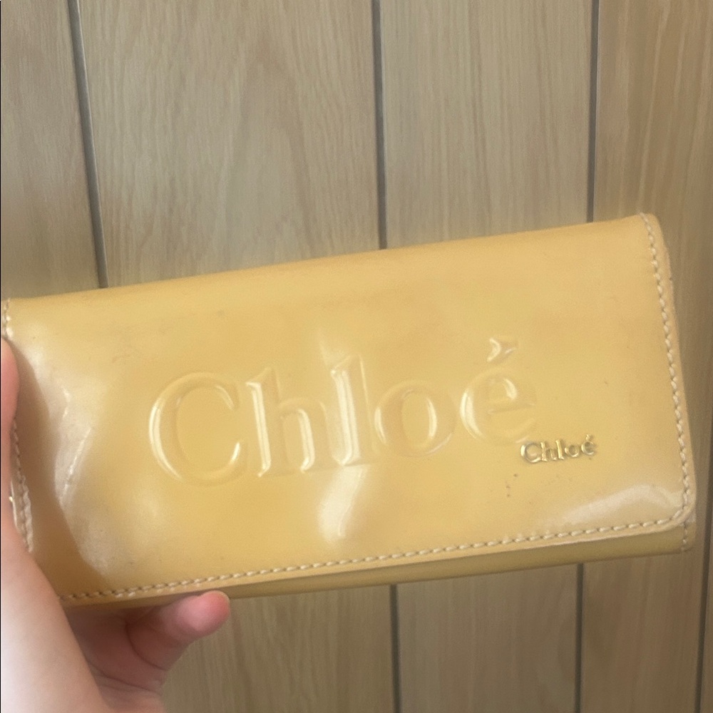 Chloe vintage tan patent leather long wallet
